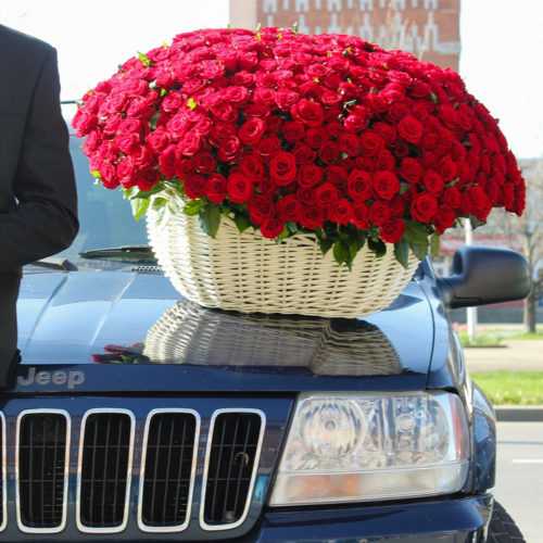 Корзина с 501 красной розой